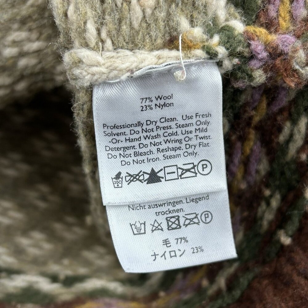 Eddie Bauer XL Womens Cardigan Sweater Wool Blend Fair Isle Shawl Collar VTG - Picture 10 of 16